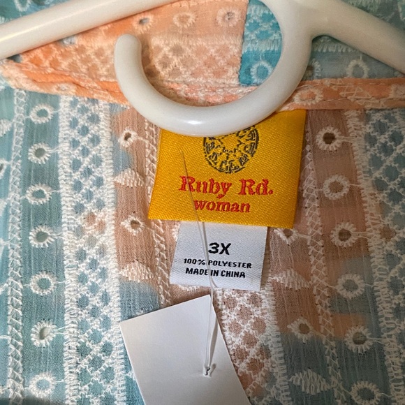 Ruby Rd. Blue and Peach Textured Cardigan - Picture 2 of 8